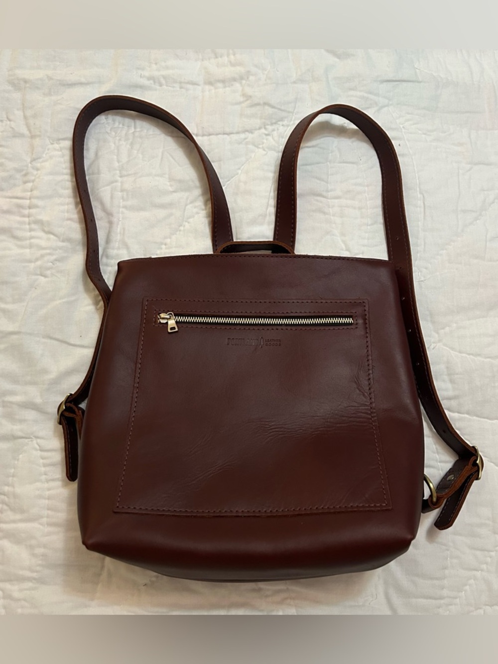Portland Leather Goods Tote Backpack in color Cognac Brown Boho